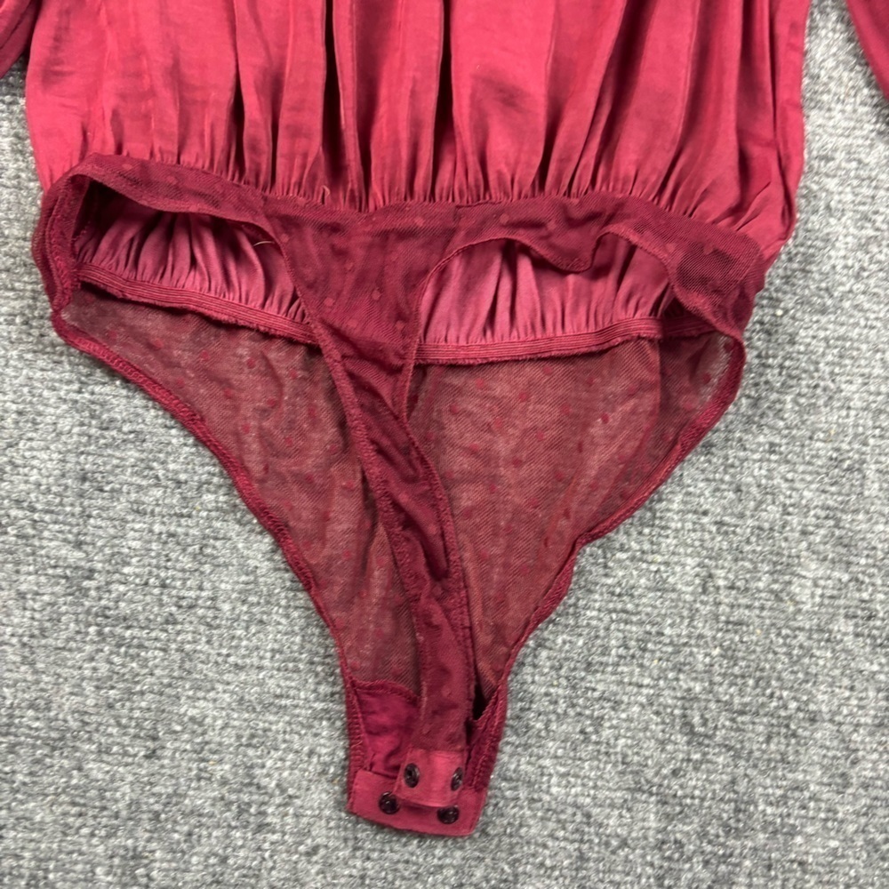 FREE PEOPLE Intimately Women’s Another Round Pomegranate Red Blouse bodysuit XS - Picture 4 of 14